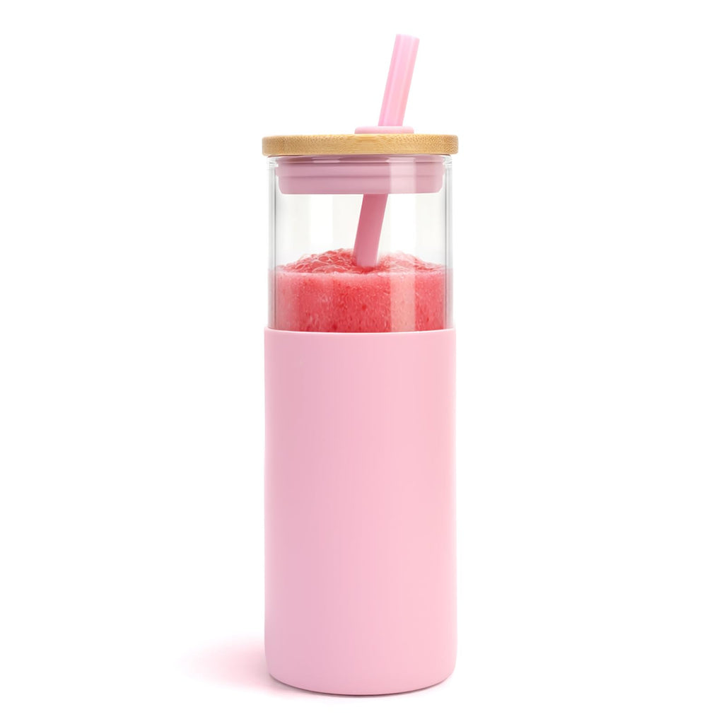 24 oz Glass Tumbler with Lids and Straw Z797