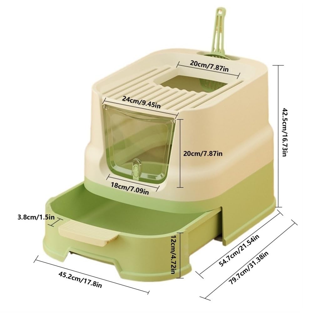 Enclosed Top-Entry Cat Litter Box with Scoop A348