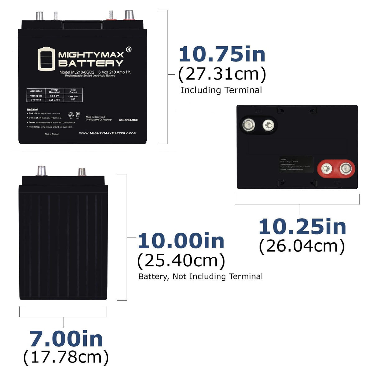 6 Volt 210 AH Rechargeable SLA AGM Battery V862692