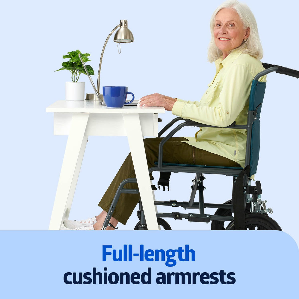 Folding Steel Transport Wheelchair with 12-Inch Wheels B835