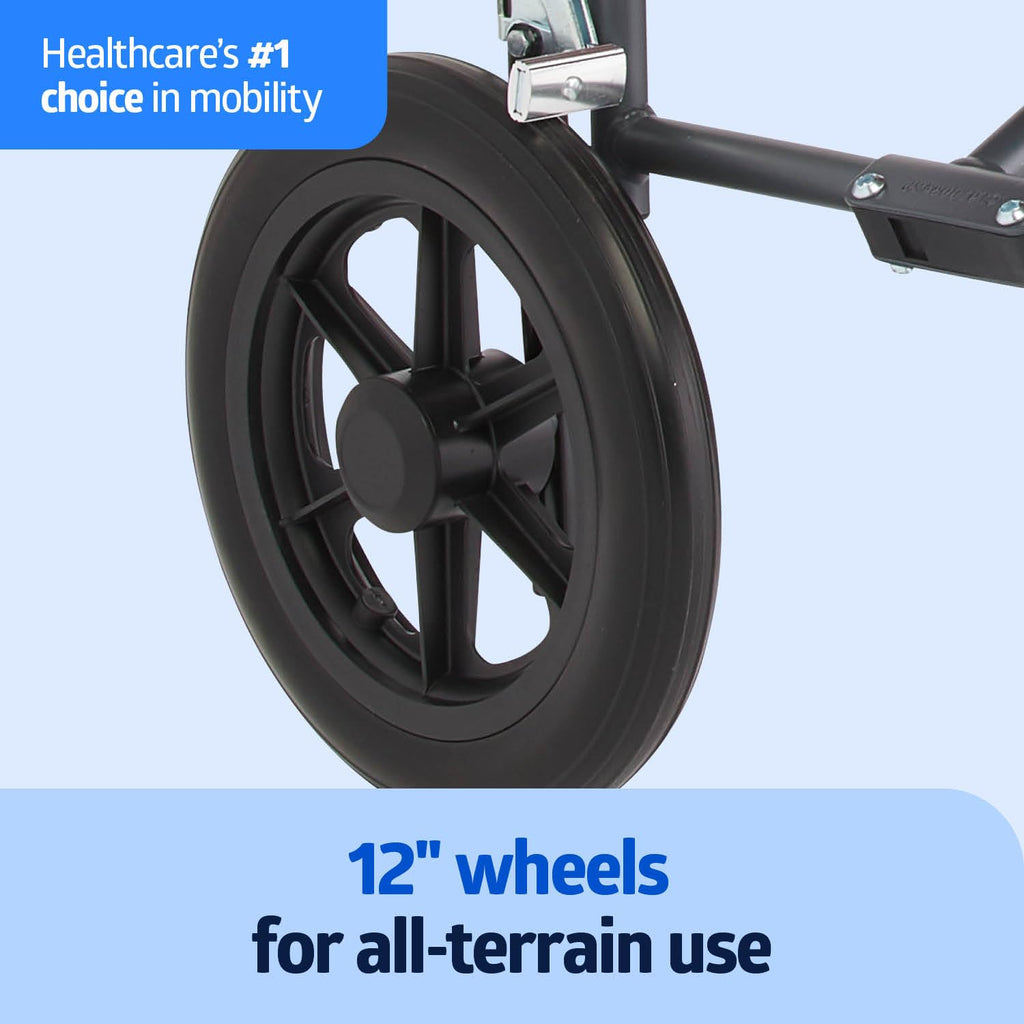 Folding Steel Transport Wheelchair with 12-Inch Wheels B835