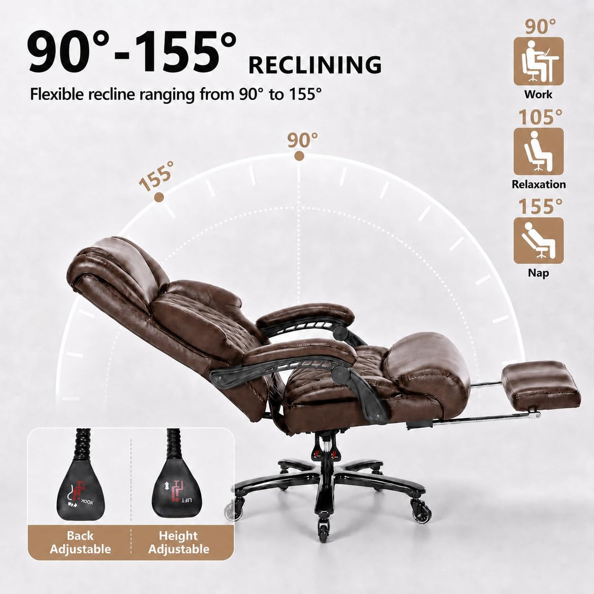 Big and Tall Office Chair with Footrest I5854