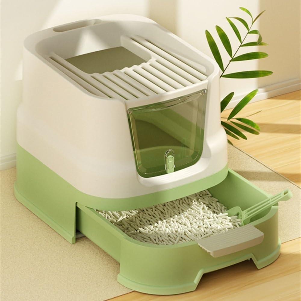 Enclosed Top-Entry Cat Litter Box with Scoop A348