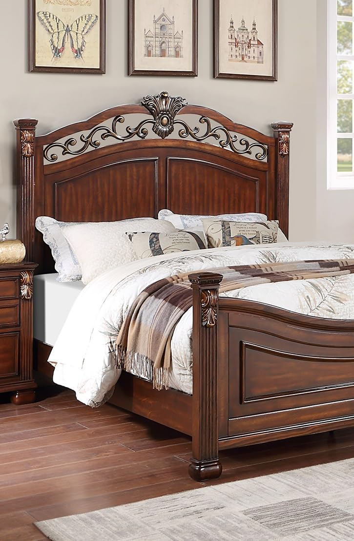 California King Size Bed with Headboard and Footboard W18426