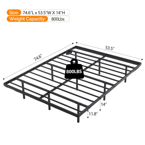 14 Inch Full Floating Bed Frame with USB Charging Station and LED Lights D32996