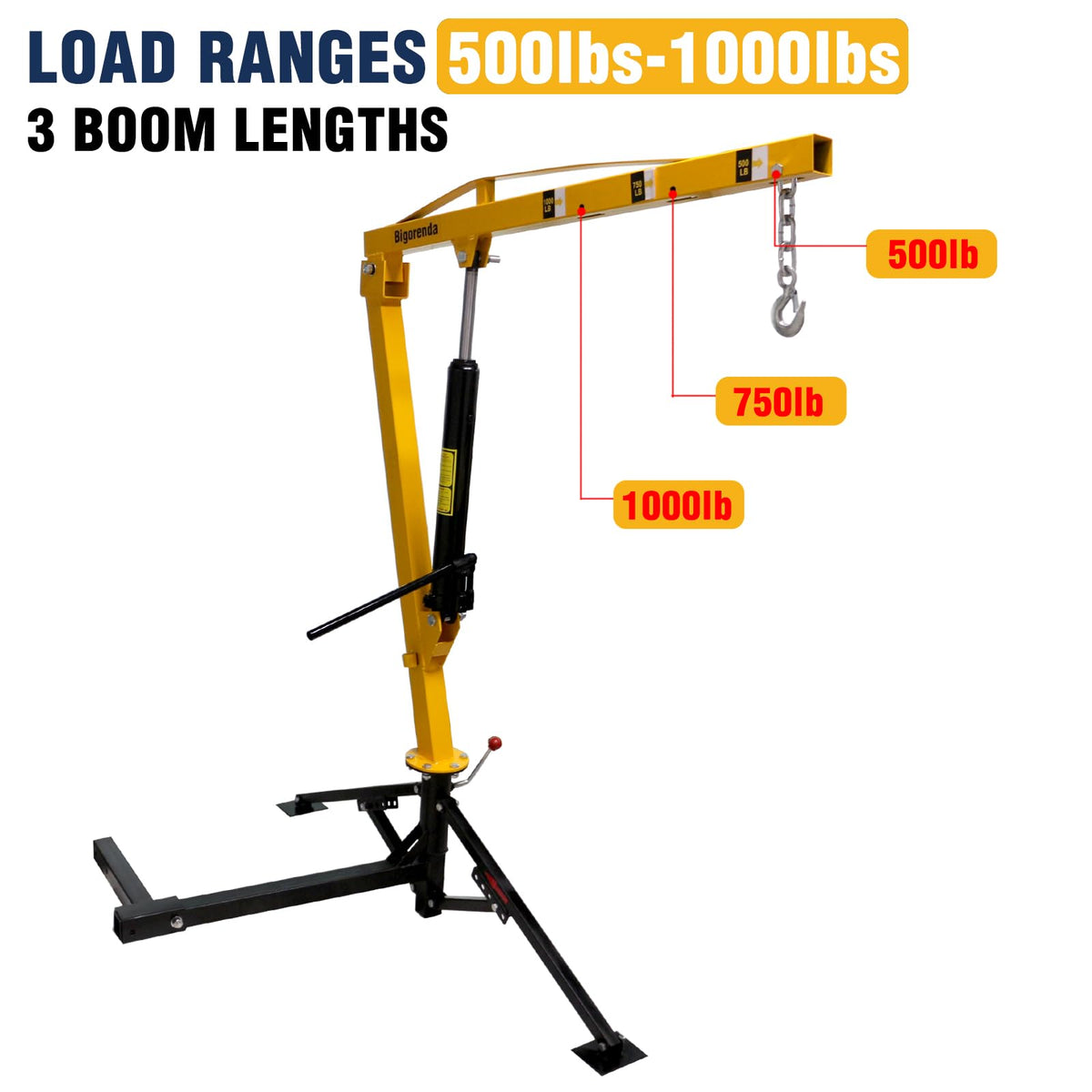 1000lb Capacity Hydraulic 360° Swivel Truck Crane S23695