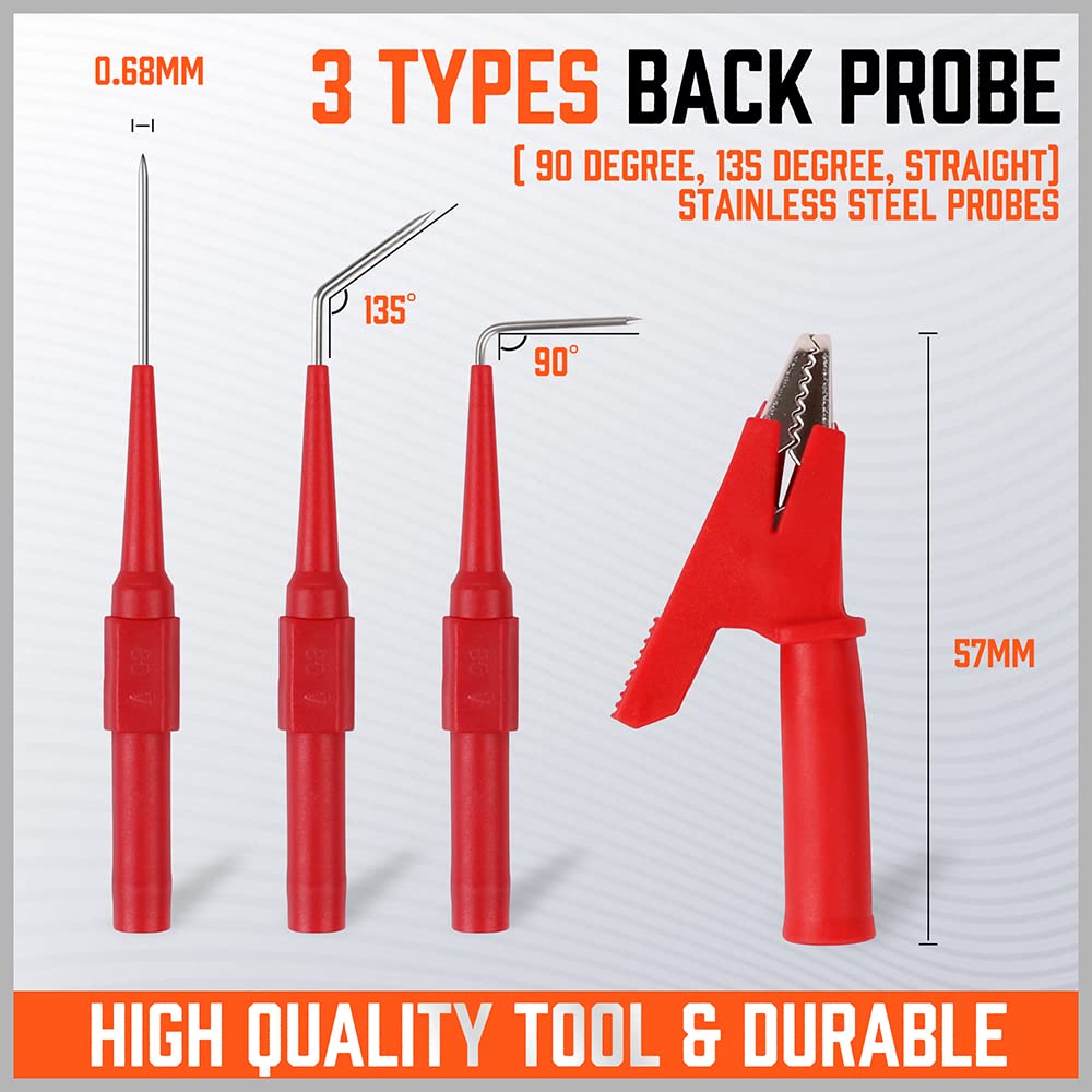 22 Pc Back Probe Pin Kit with 5 Colors Silicone Wires D71235