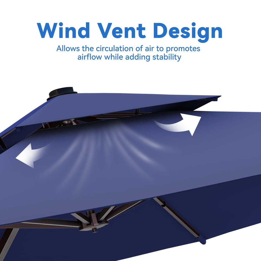 10x13FT Navy Blue Double Top Cantilever Patio Umbrella N7276