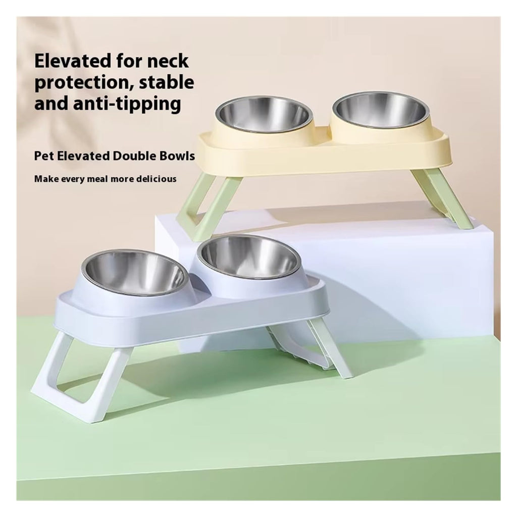 Foldable Elevated Stainless Steel Dual Pet Bowl Z498