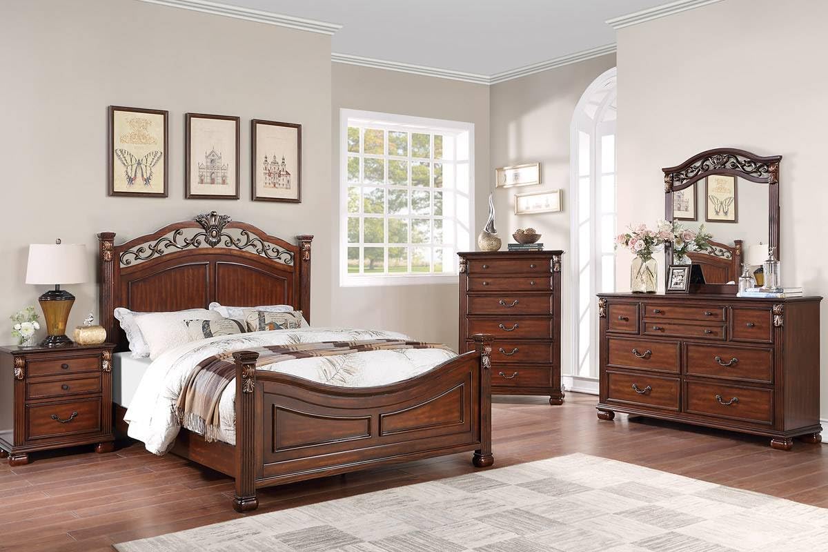 California King Size Bed with Headboard and Footboard W18426