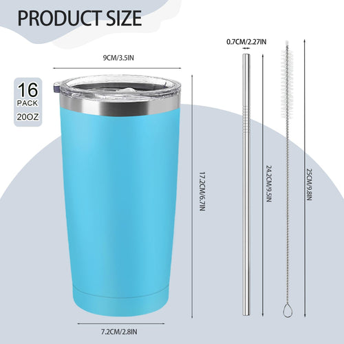 16 Pack Stainless Steel 20oz Insulated Tumbler H2871