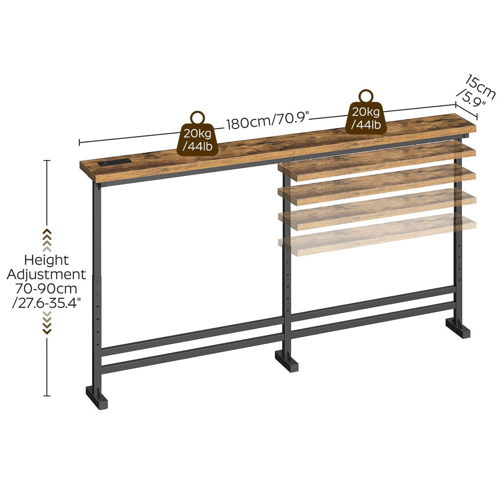 70.9" Console Table with Adjustable Height and Power Outlet W2611