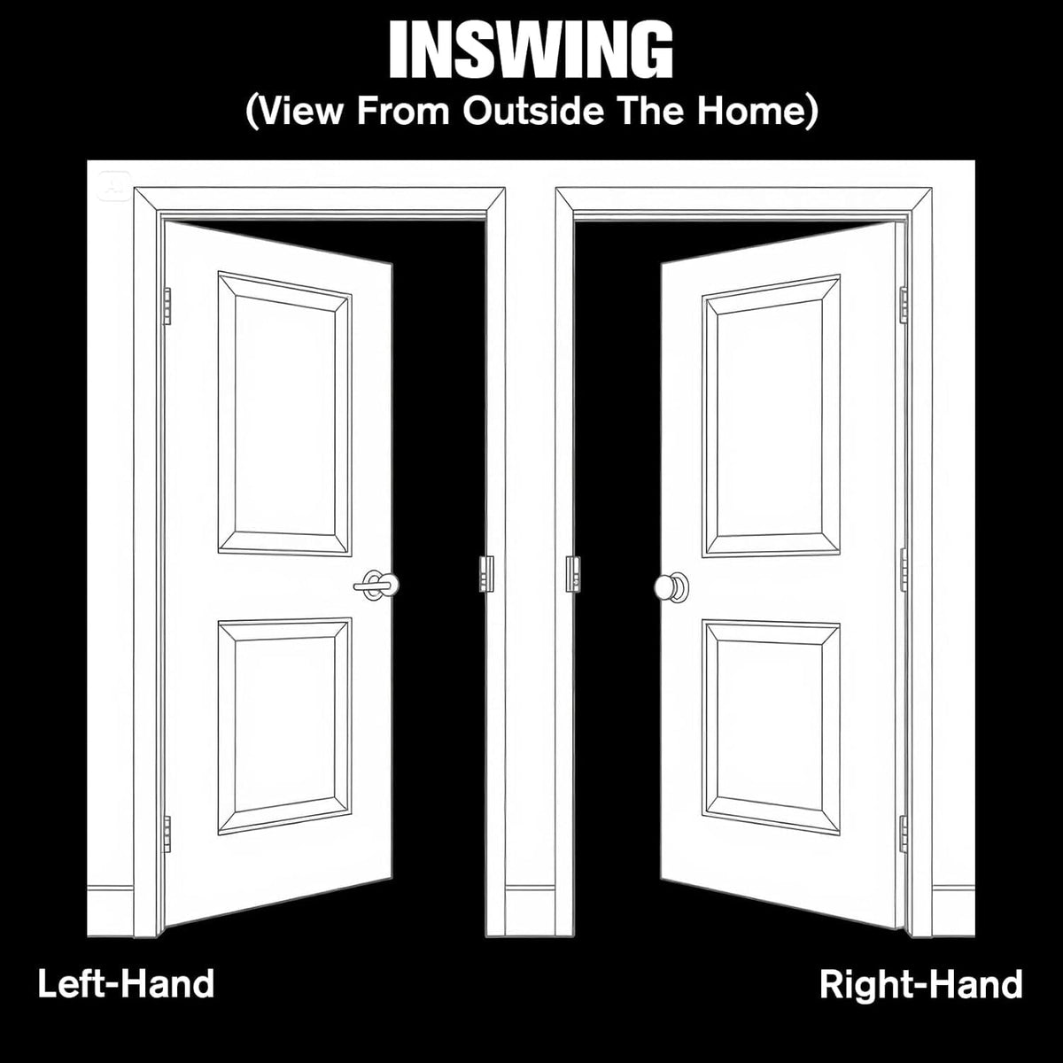 36" x 80" Left Hand Inswing Exterior Door with White Frame B611