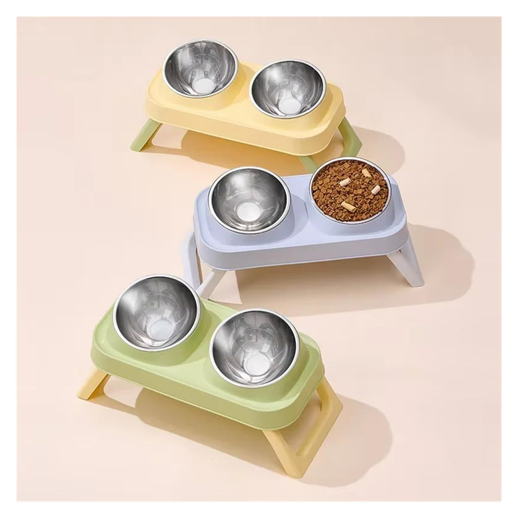 Foldable Elevated Stainless Steel Dual Pet Bowl Z498