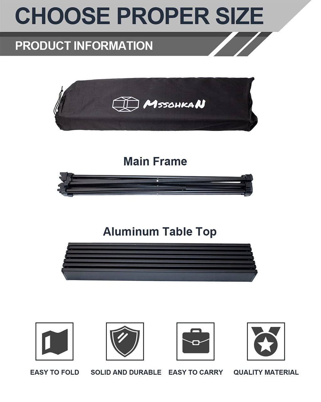 Camping Table Folding Portable Aluminum Lightweight Carry Bag Z66062