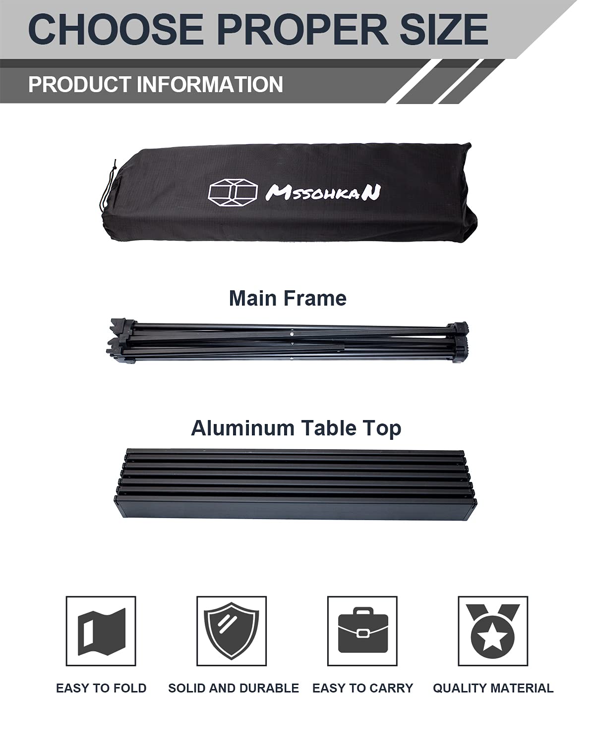 Camping Table Folding Portable Aluminum Lightweight Carry Bag Z66062