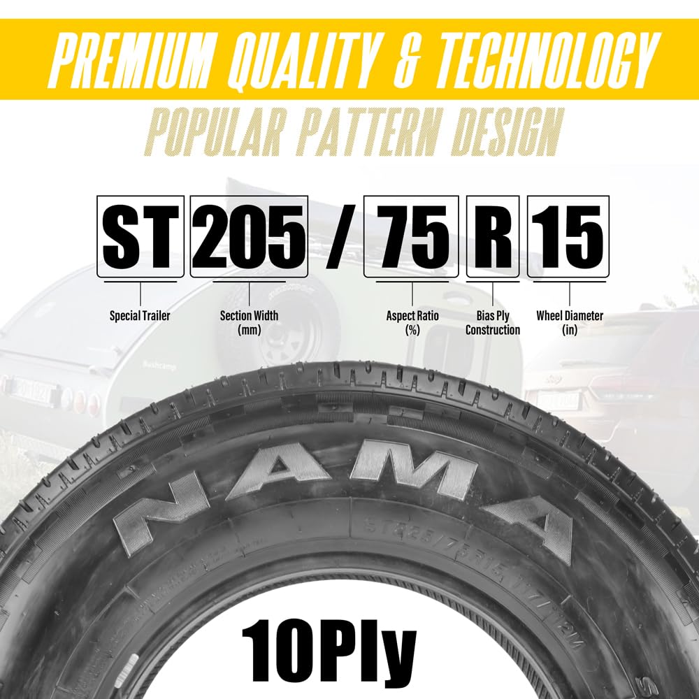 Set of 4 ST205/75R15 10 Ply Trailer Tires Z535