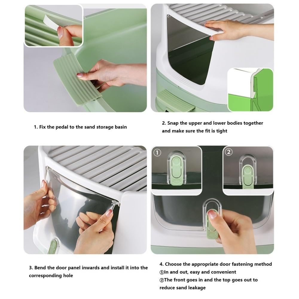 Enclosed Top-Entry Cat Litter Box with Scoop A348
