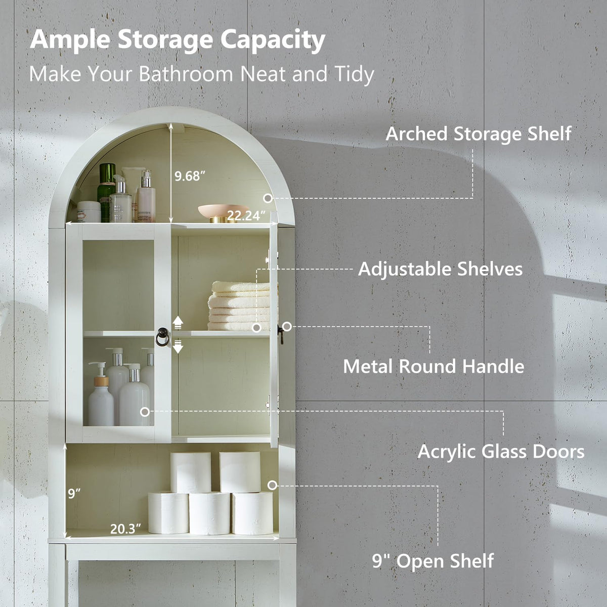 Antique White Over The Toilet Storage Cabinet C10492