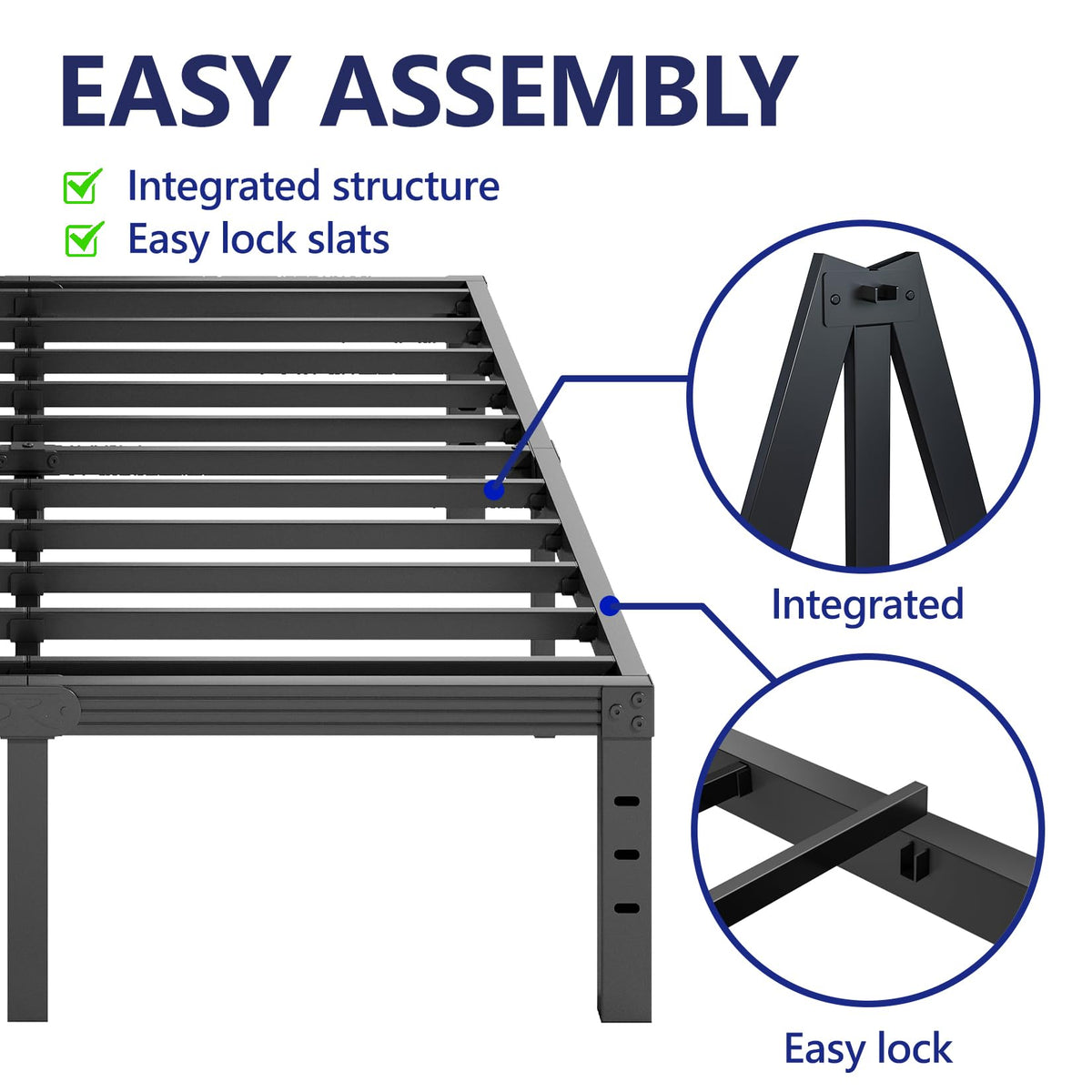18 Inch High Metal Full Size Platform Bed Frame, Black M947504