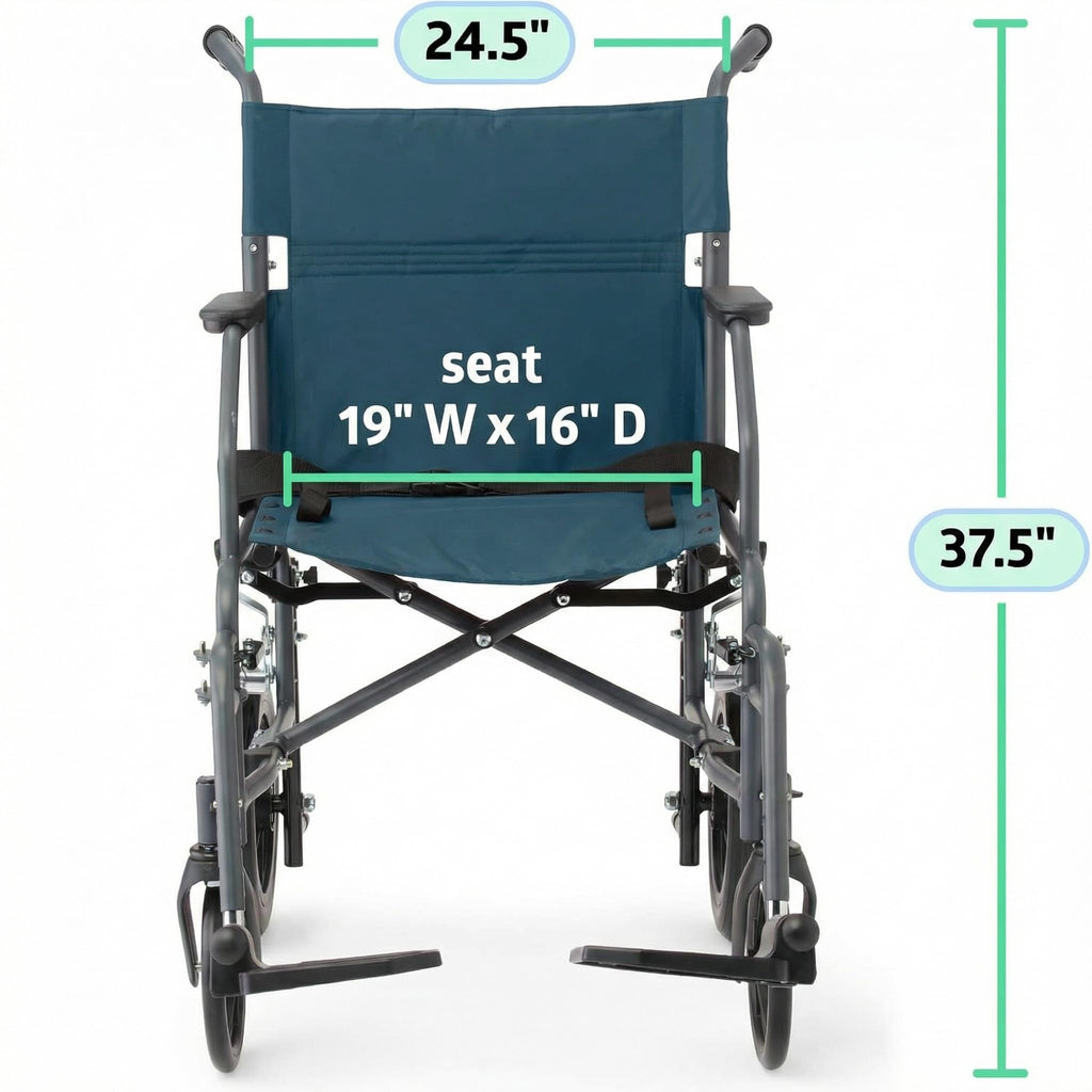 Folding Steel Transport Wheelchair with 12-Inch Wheels B835