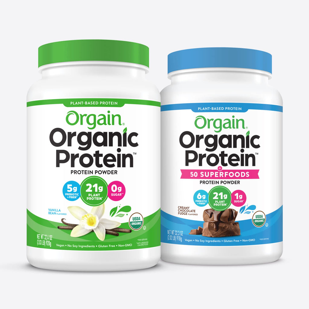 Organic Protein Powder Creamy Chocolate Fudge and Vanilla Bean I6564
