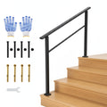 4 Step Black Aluminum Iron Outdoor Stair Handrail Kit L456