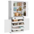 72" White Kitchen Pantry Cabinet with Drawer P69100