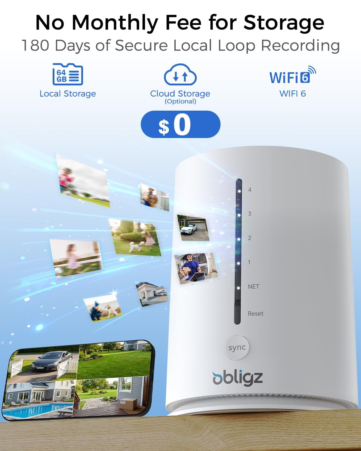 4MP Home Security Cameras with 64GB Local Storage V645