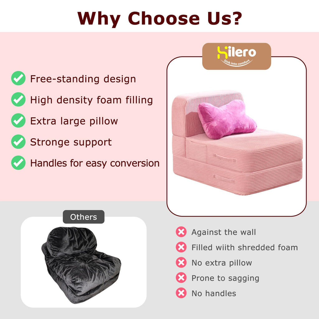 Pink Folding Convertible Sofa Bed R168854