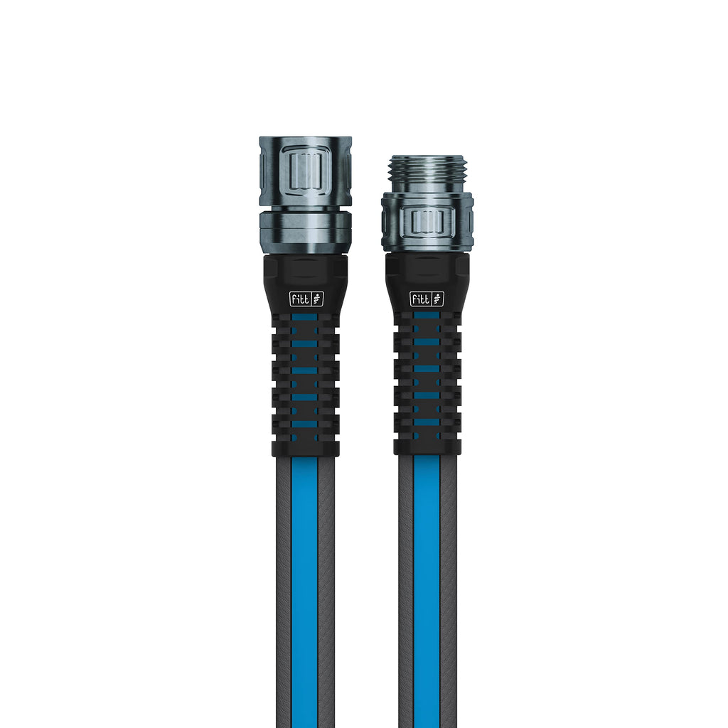 Lightweight Flexible Kink-Free Flat Garden Hose, Grey and Blue, 100-Feet x 3/4-Inch T9701