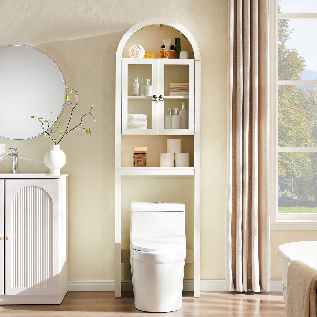 Antique White Over The Toilet Storage Cabinet C10492