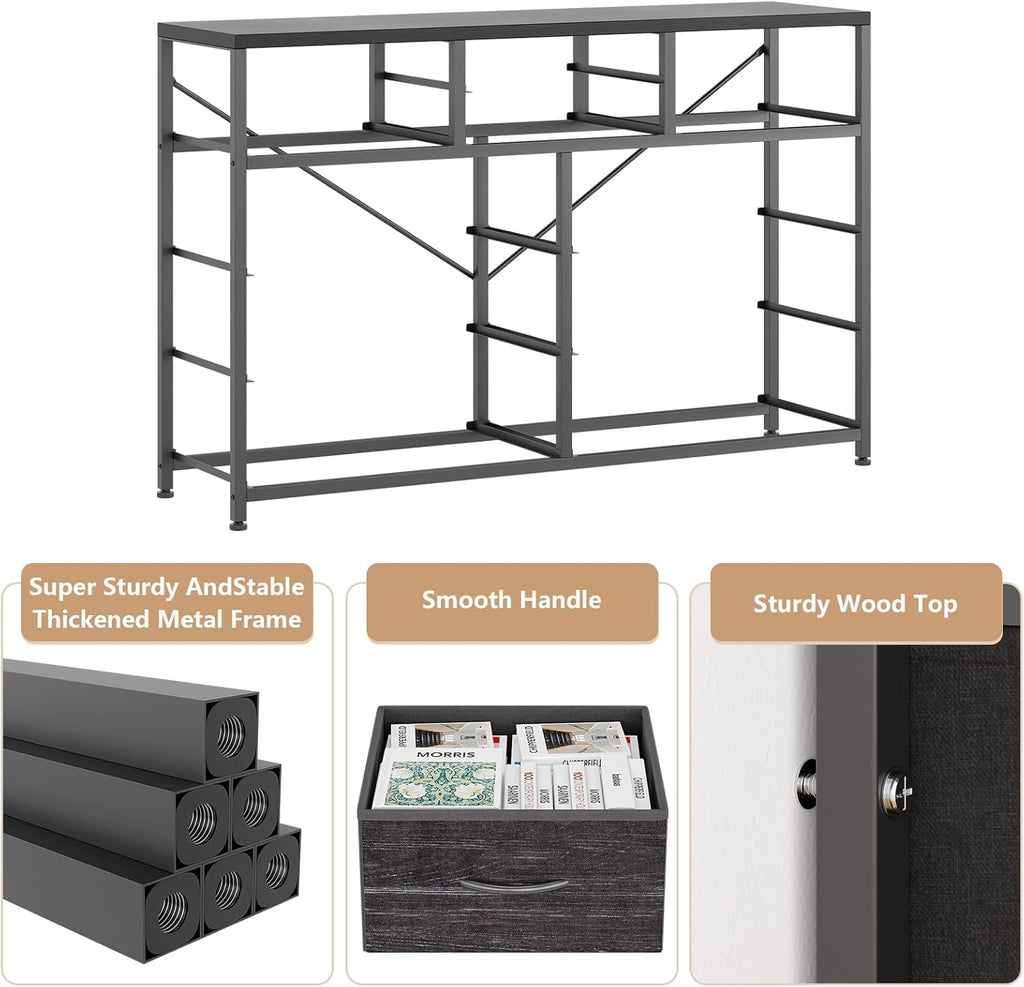 10 Drawer Fabric Dresser with Wood Top D2387