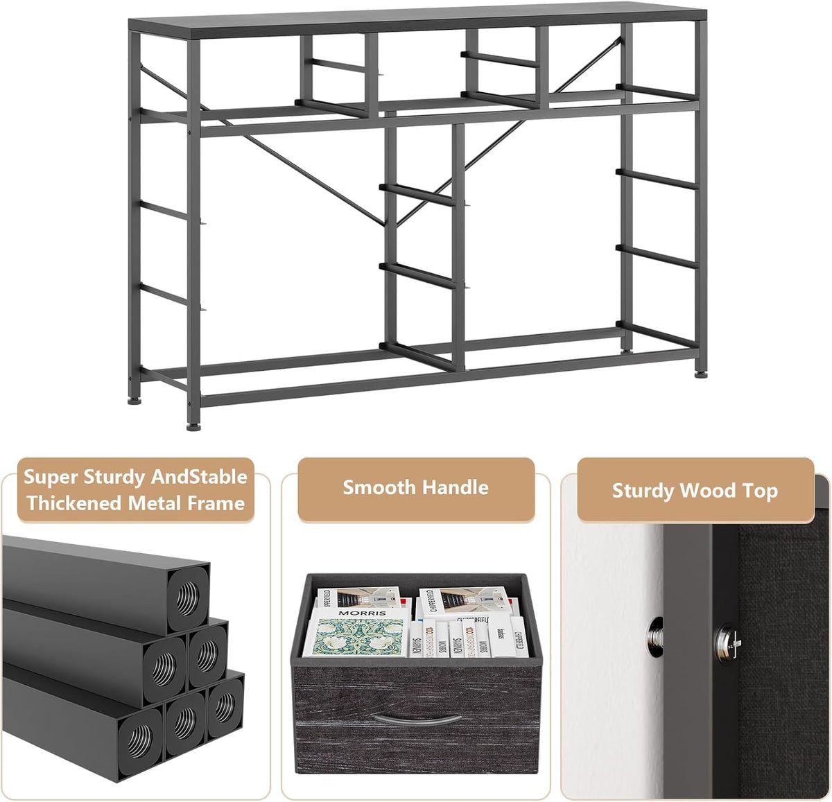 10 Drawer Fabric Dresser with Wood Top D2387