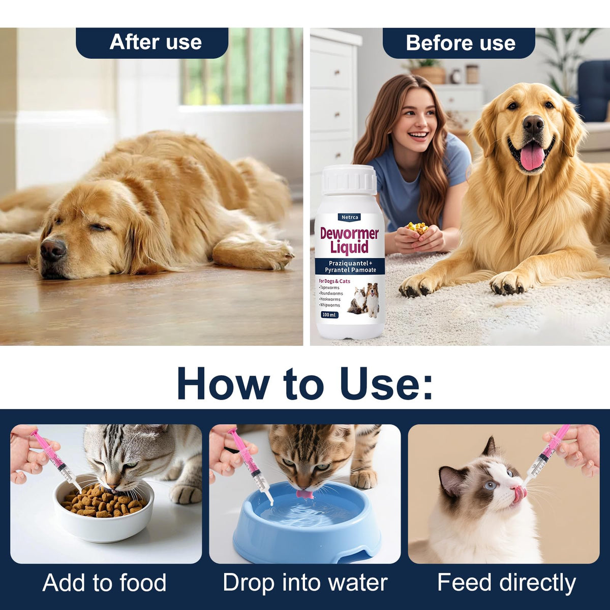 Dewormer Liquid for Dogs & Cats, 100ml C202