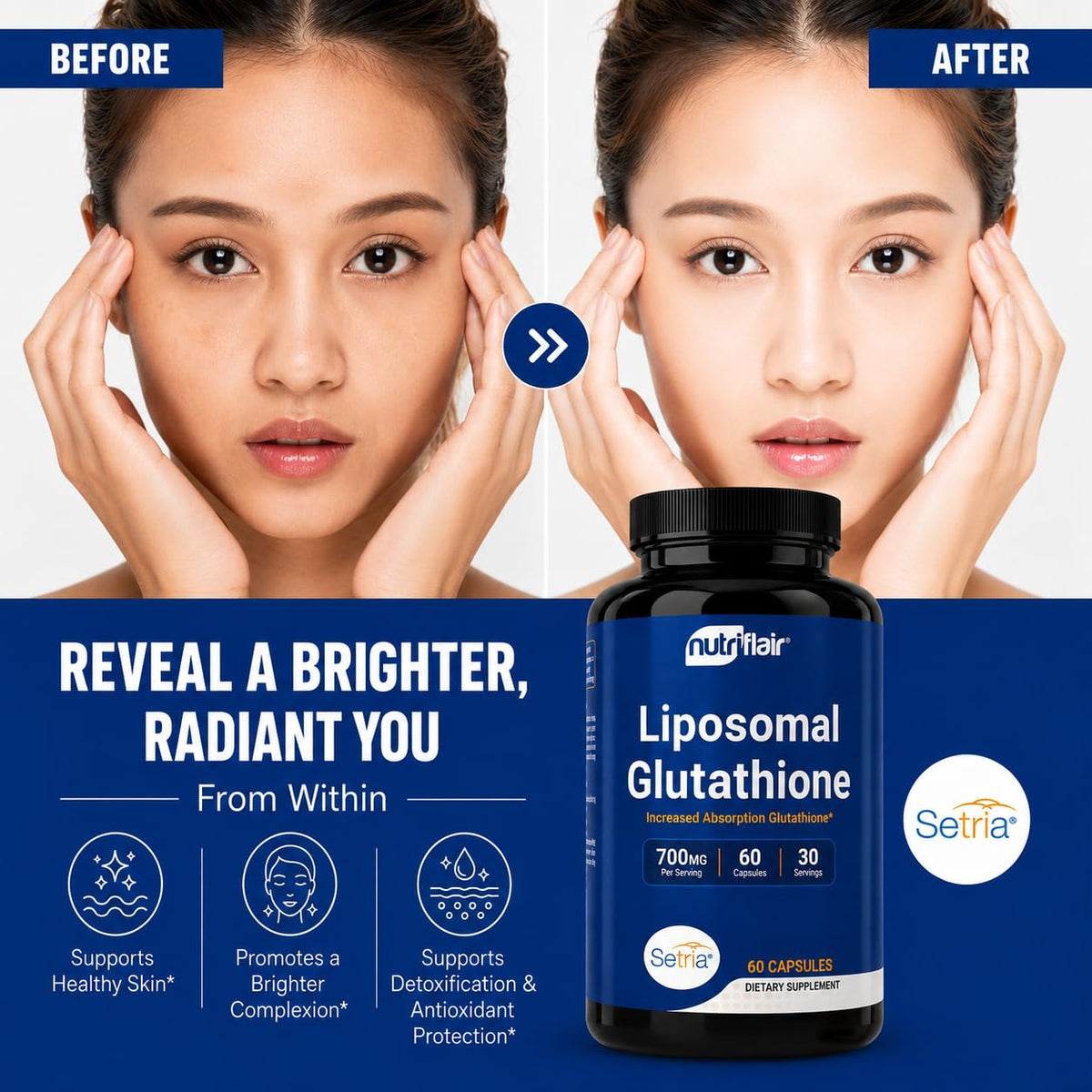 Liposomal Glutathione Supplement 700mg 60 Capsules U567