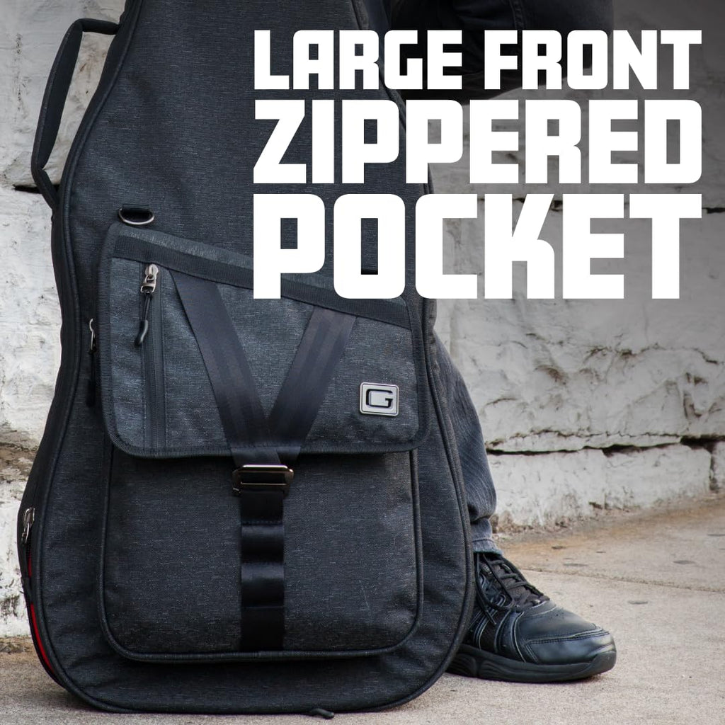 Lightweight Electric Guitar Gig Bag with Back Pack Straps and Rubberized Base, Charcoal Black P2035