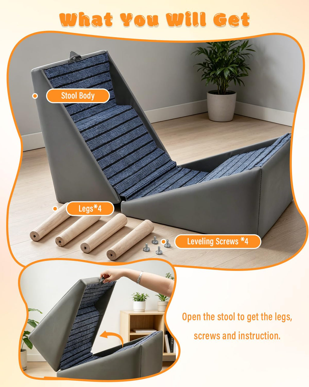 Foldable 4 Steps Non-Slip Pet Stairs G26287