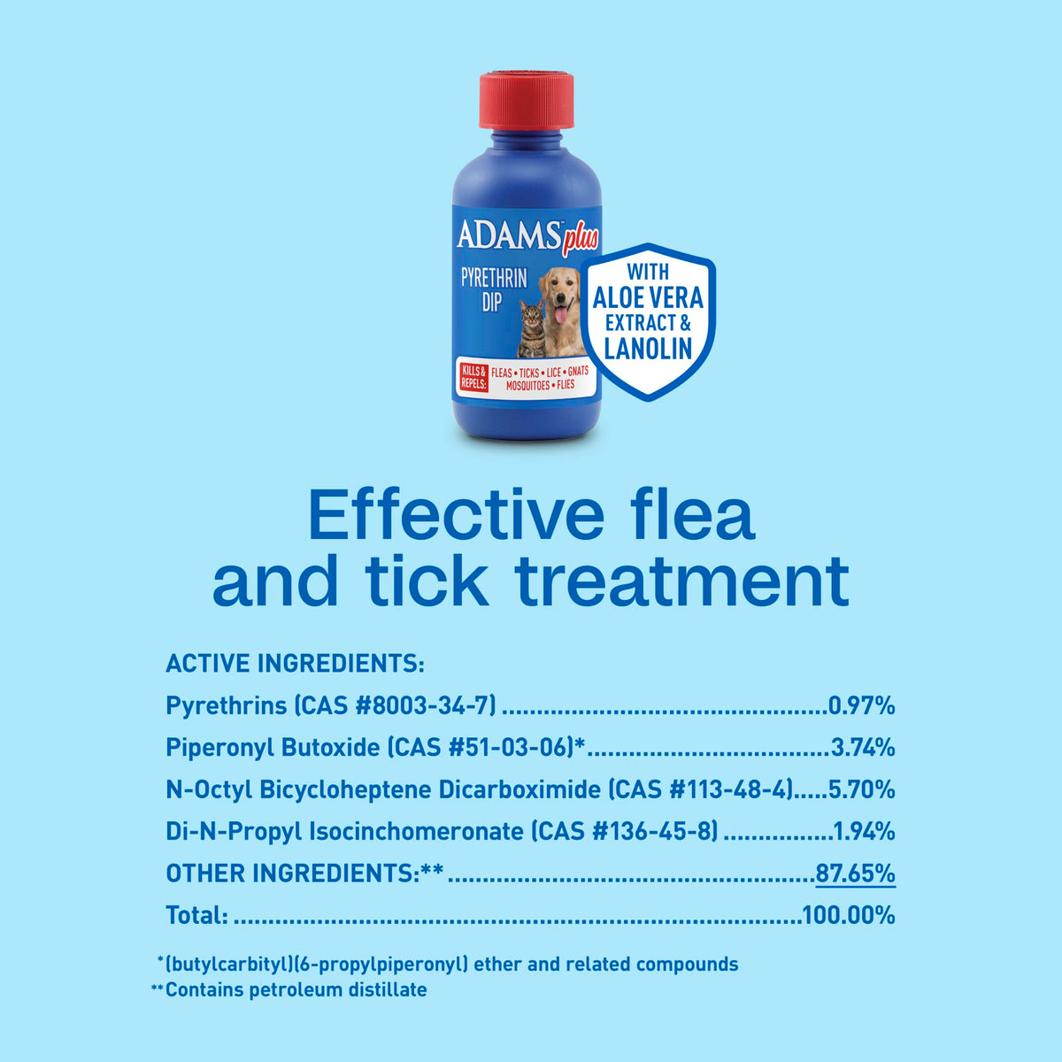 Plus Pyrethrin Flea Dip For Dogs and Cats 4 Fl oz E83848