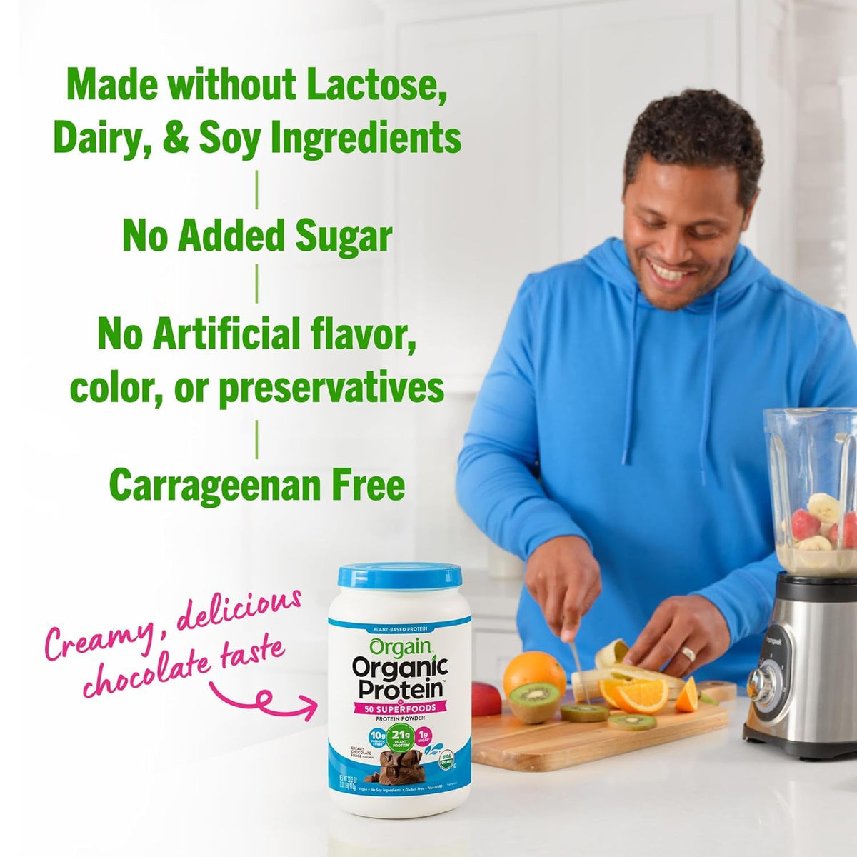 Organic Protein Powder Creamy Chocolate Fudge and Vanilla Bean I6564