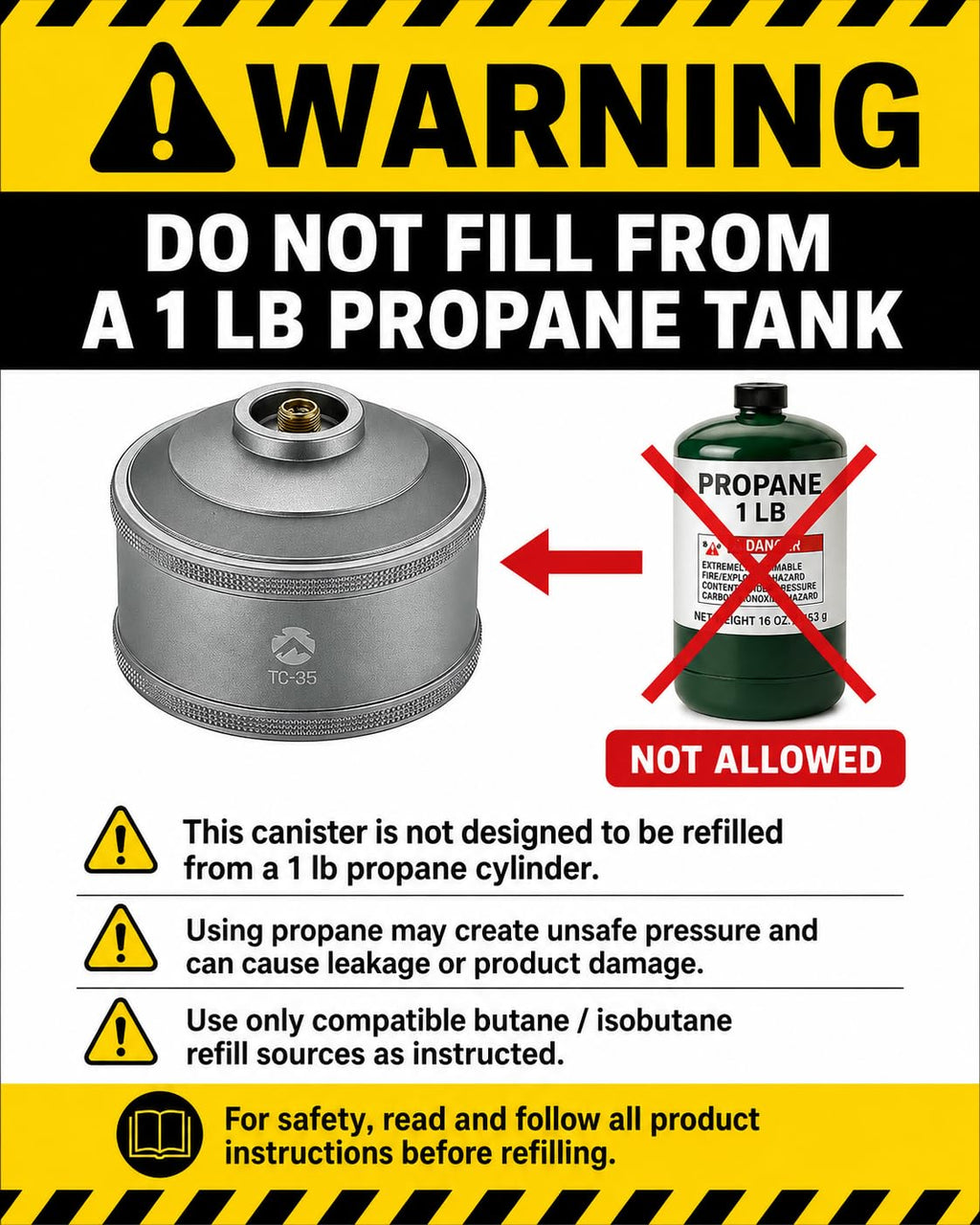 Empty Refillable Gas Canister 110g C734