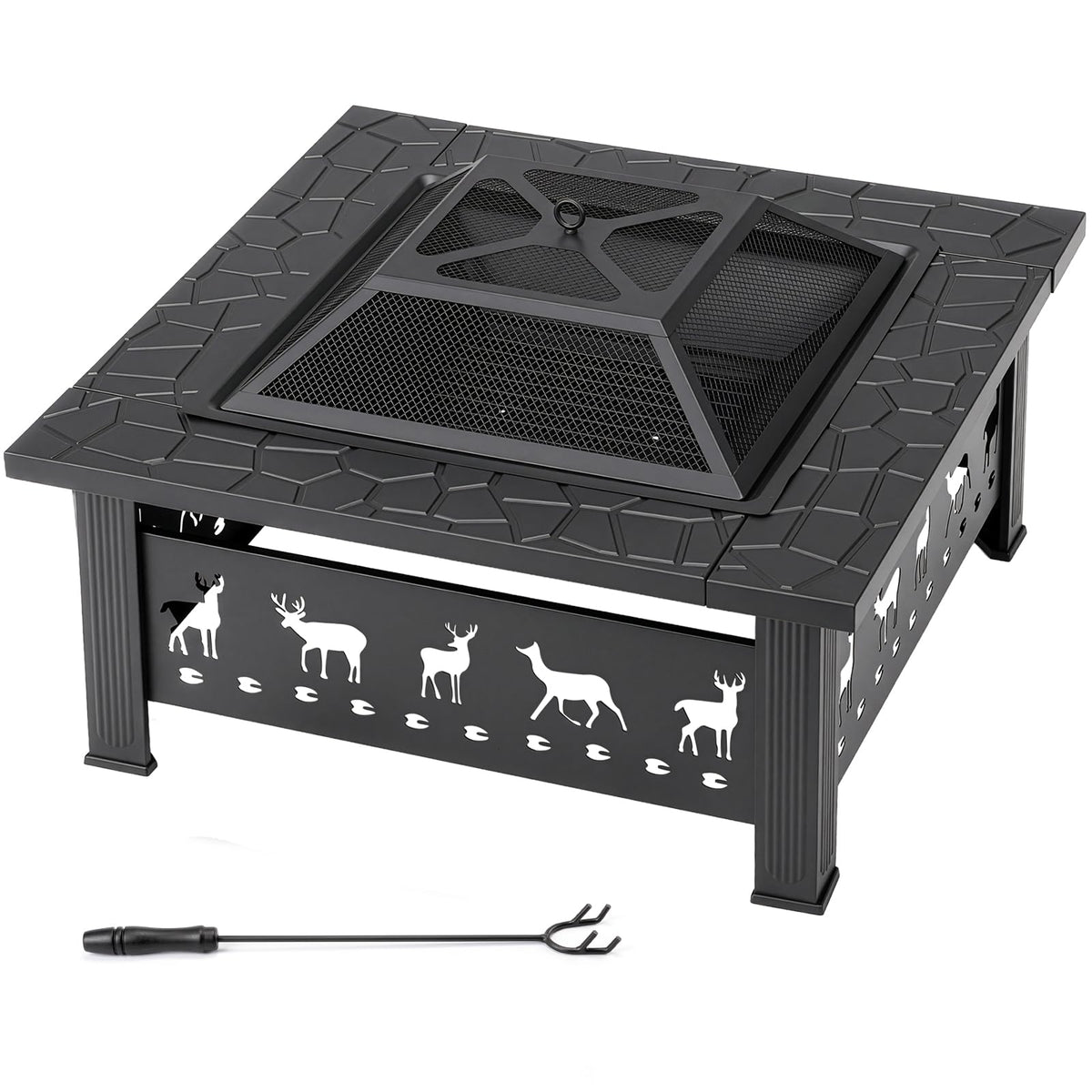 32 Inch Square Wood Burning Fire Pit Table J816