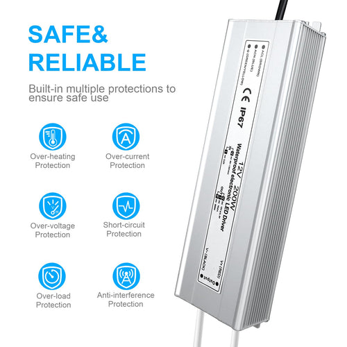 200 Watts Waterproof IP67 LED Driver 12V DC Power Supply V559
