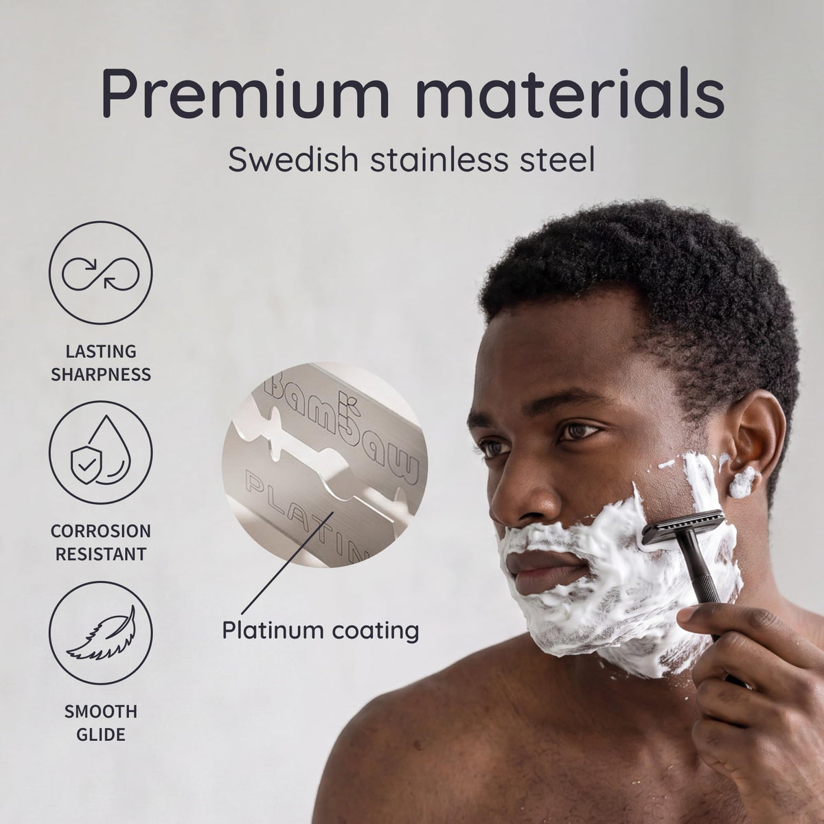 Double Edge Razor Blades 60 Pack Platinum Swedish Stainless Steel R3817