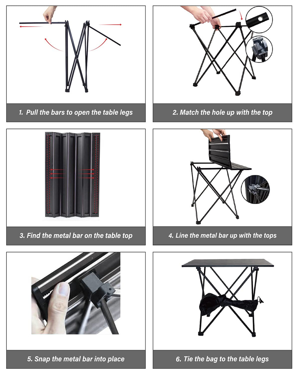 Camping Table Folding Portable Aluminum Lightweight Carry Bag Z66062