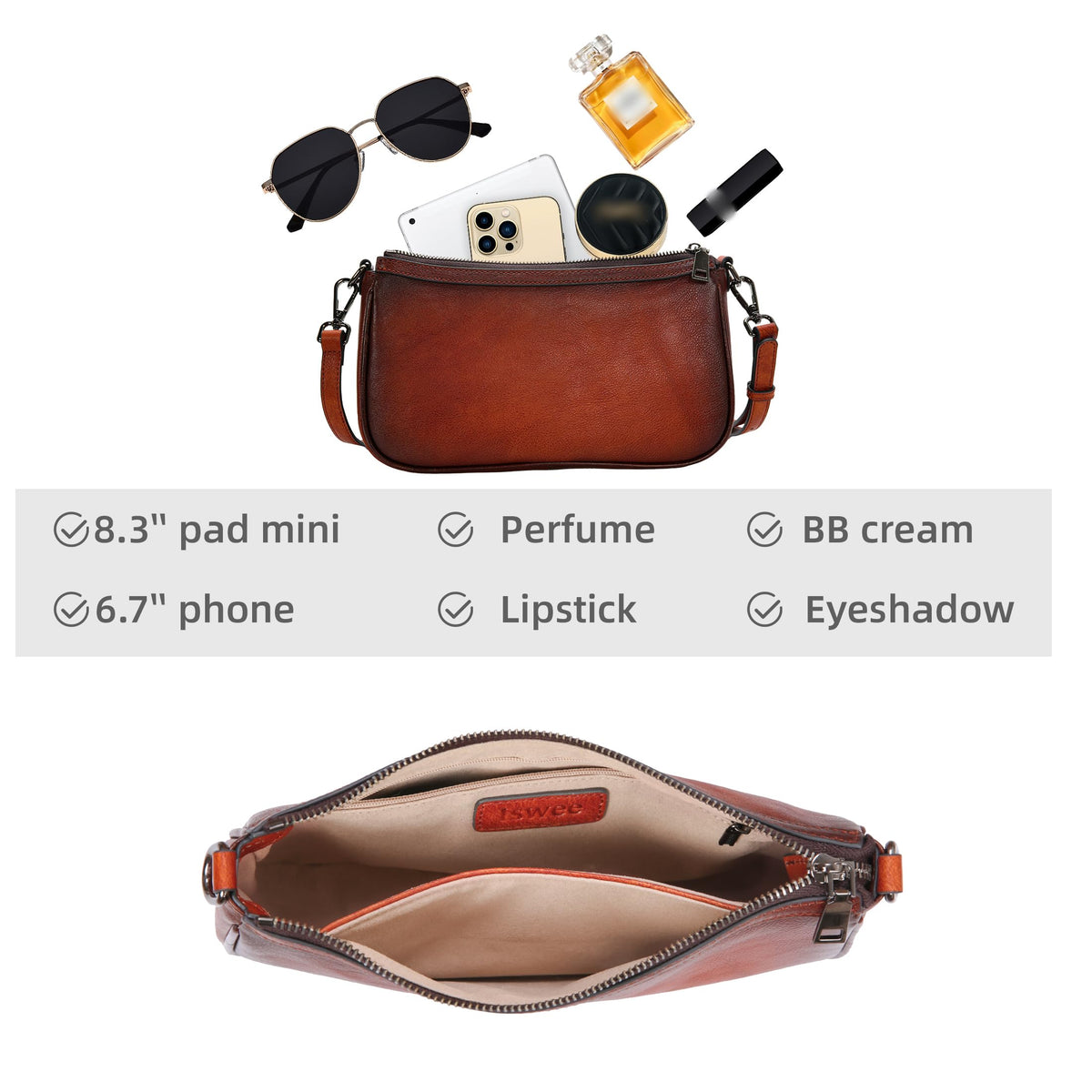 Leather Crossbody Bags with Two Straps A1311