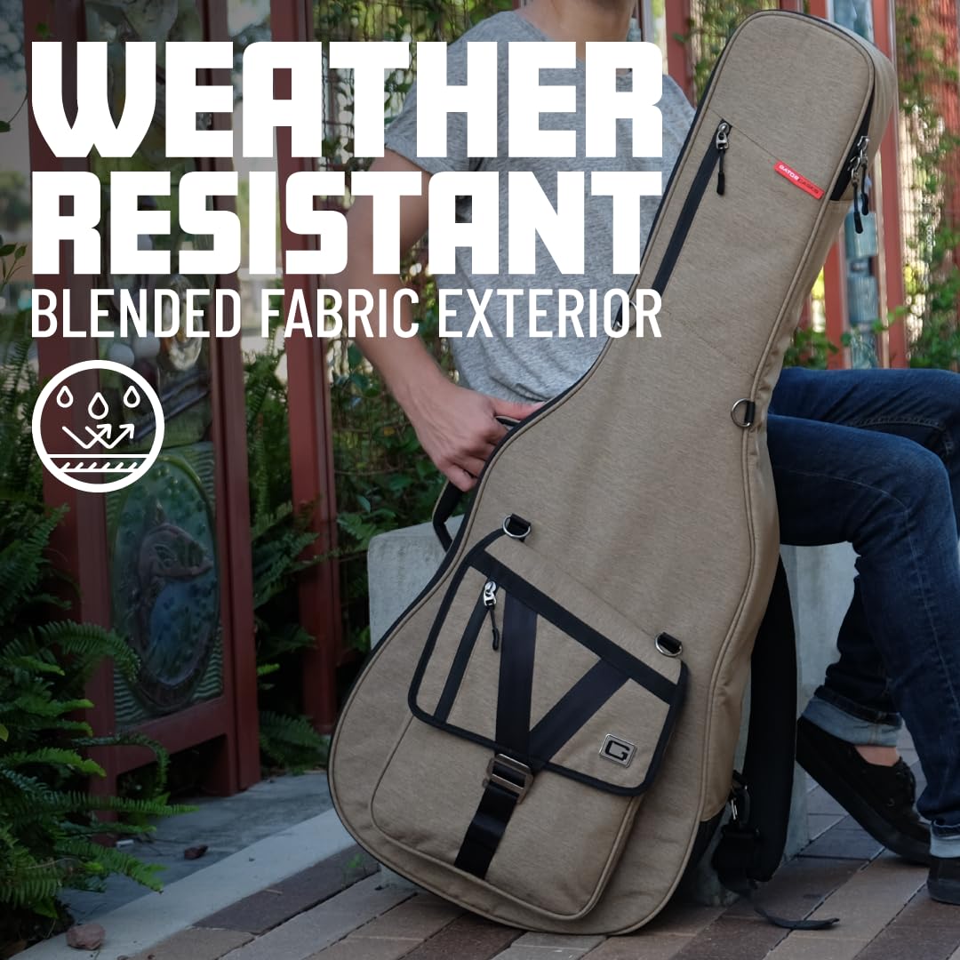 Lightweight Electric Guitar Gig Bag with Back Pack Straps and Rubberized Base, Charcoal Black P2035