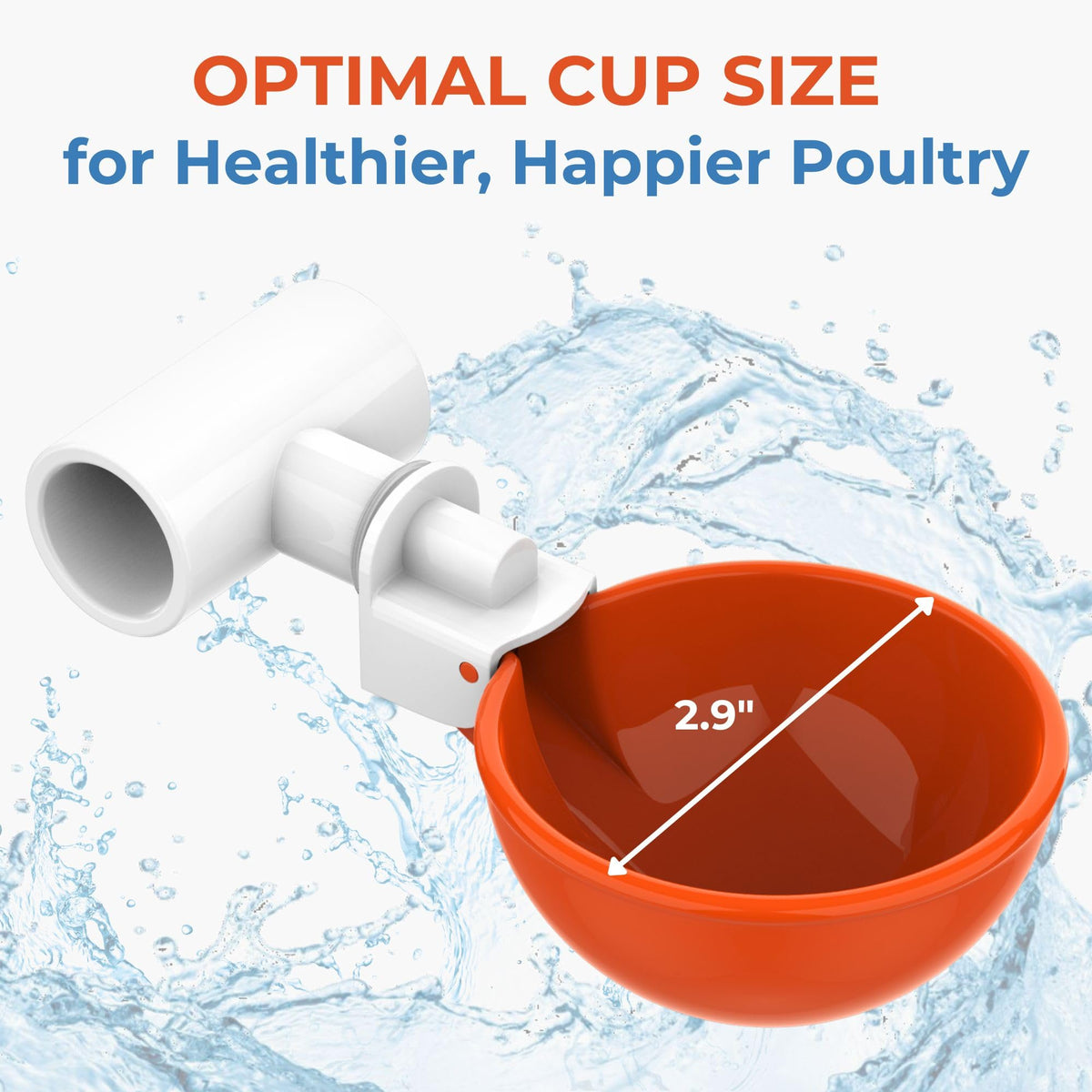 Large Automatic Chicken Waterer Cups with 1/2" PVC Tee Fittings 5-Pack N233905