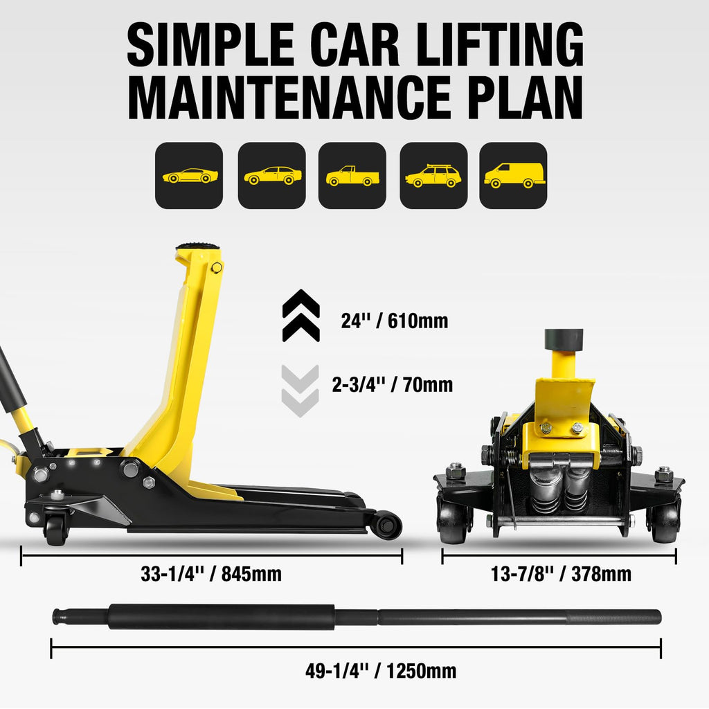 2 Ton Low Profile Hydraulic Floor Jack with Foot Pedal H5208