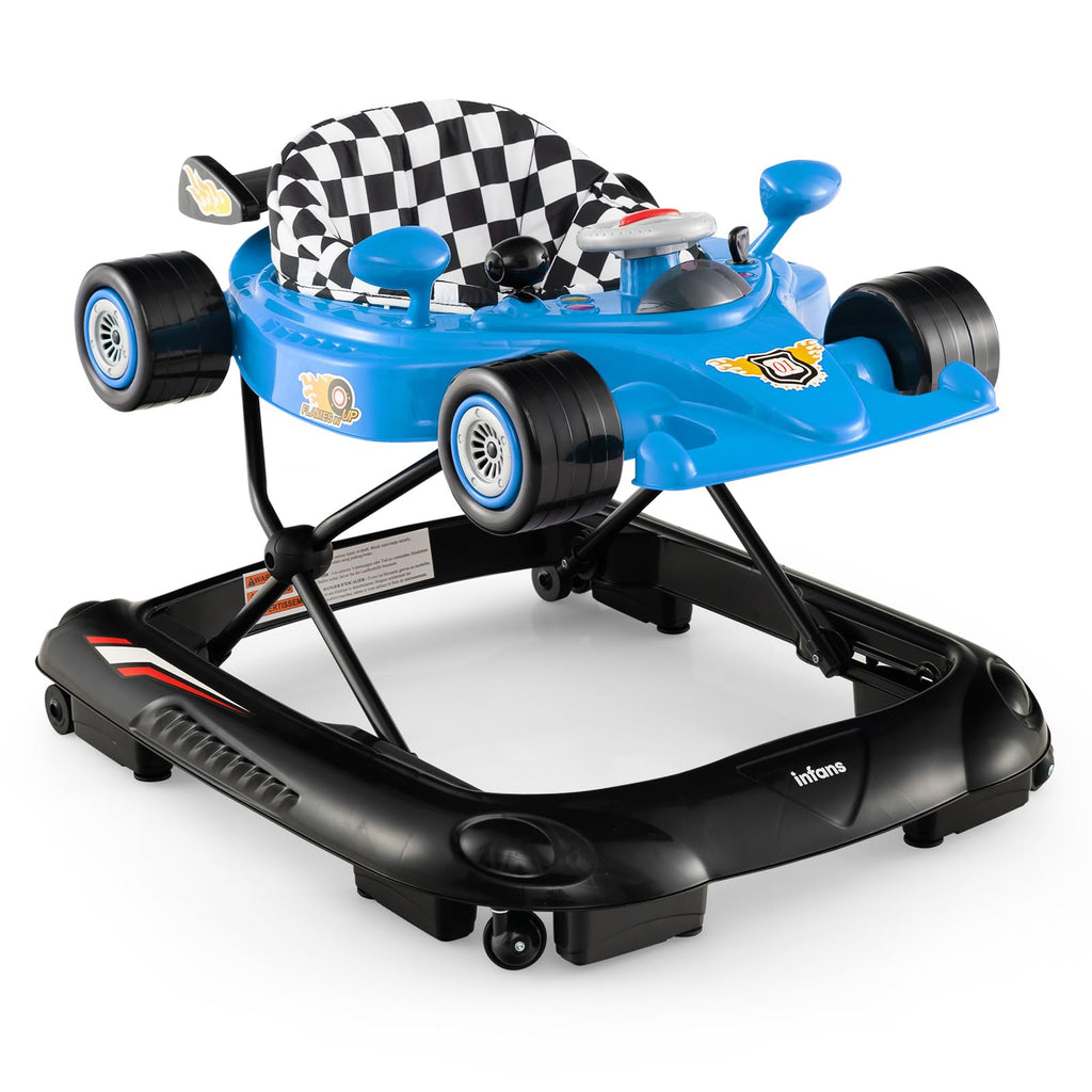 Foldable Baby Walker 3 in 1 Adjustable Height with Lights Music Blue H266